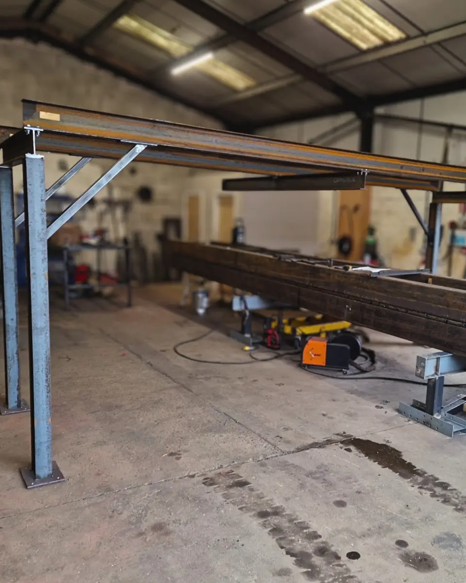 Large commercial steel frame fabricated in the Cerberus workshop
